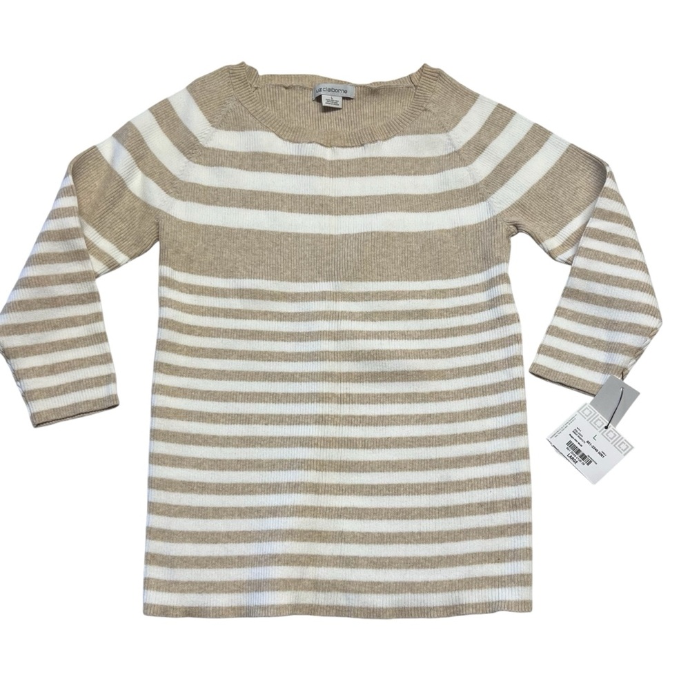 Liz Claiborne NWT - Women’s Ribbed Striped Crew Sweater Sz LG